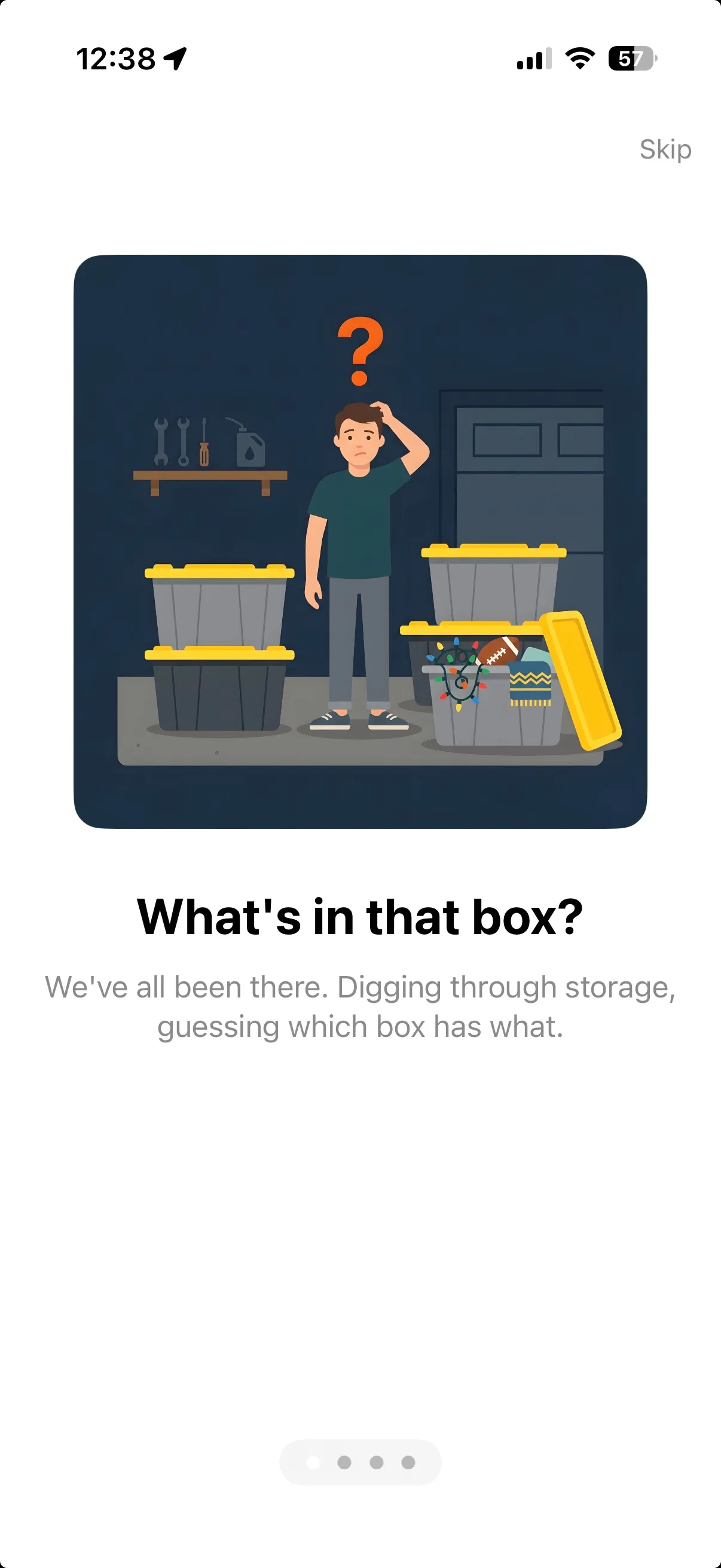 StowQR onboarding screen one