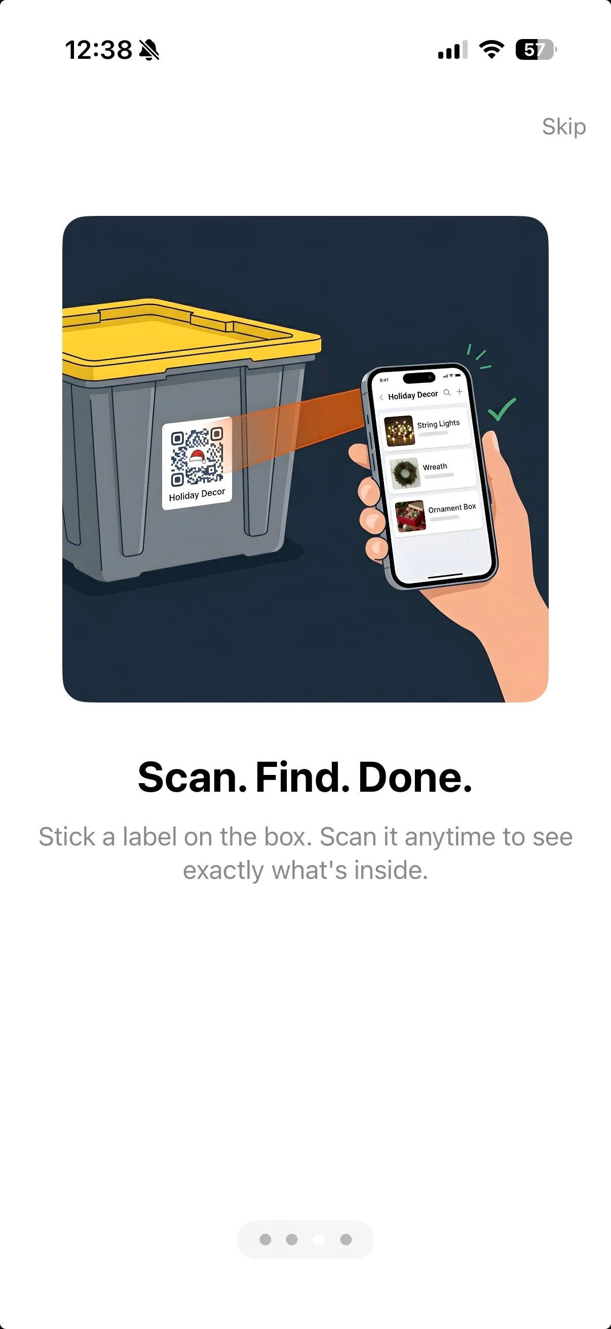StowQR onboarding screen three